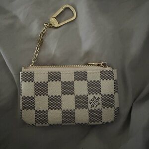 Key Pouch - White & Black Check